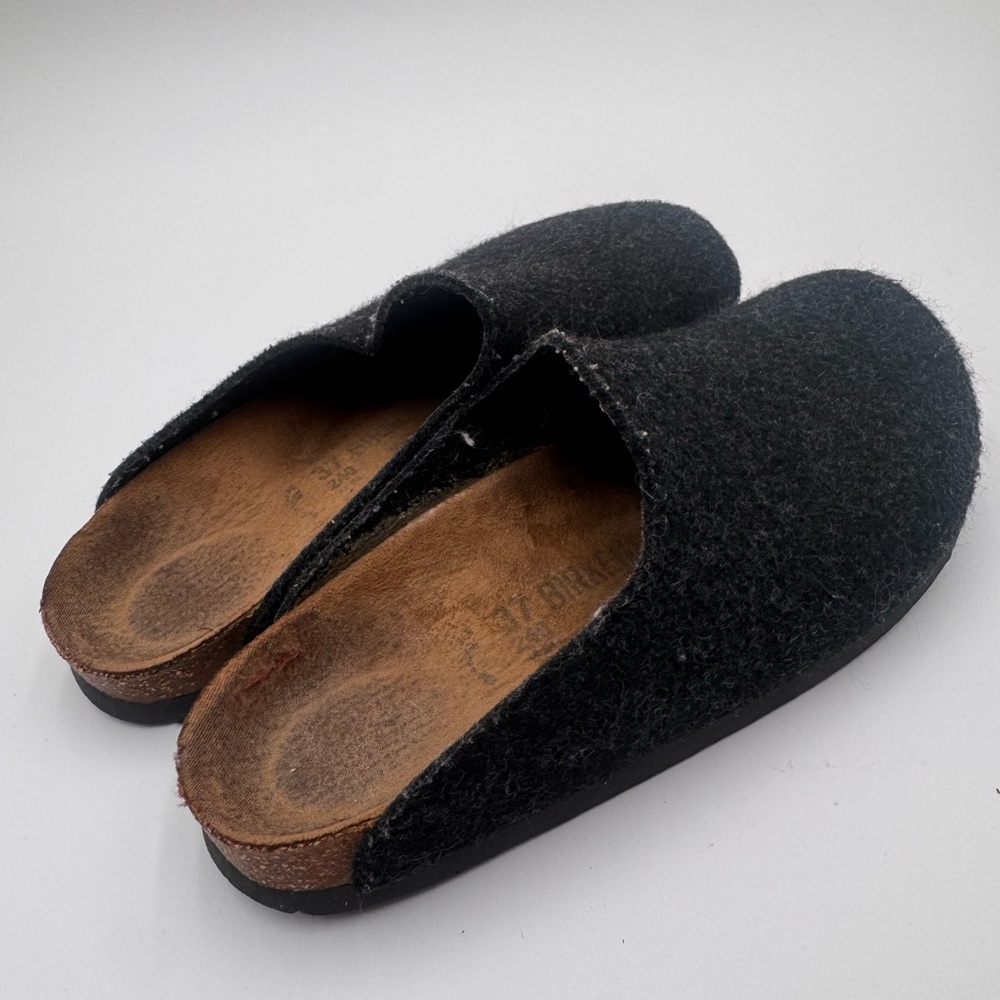 Birkenstock Black Wool Slippers 37